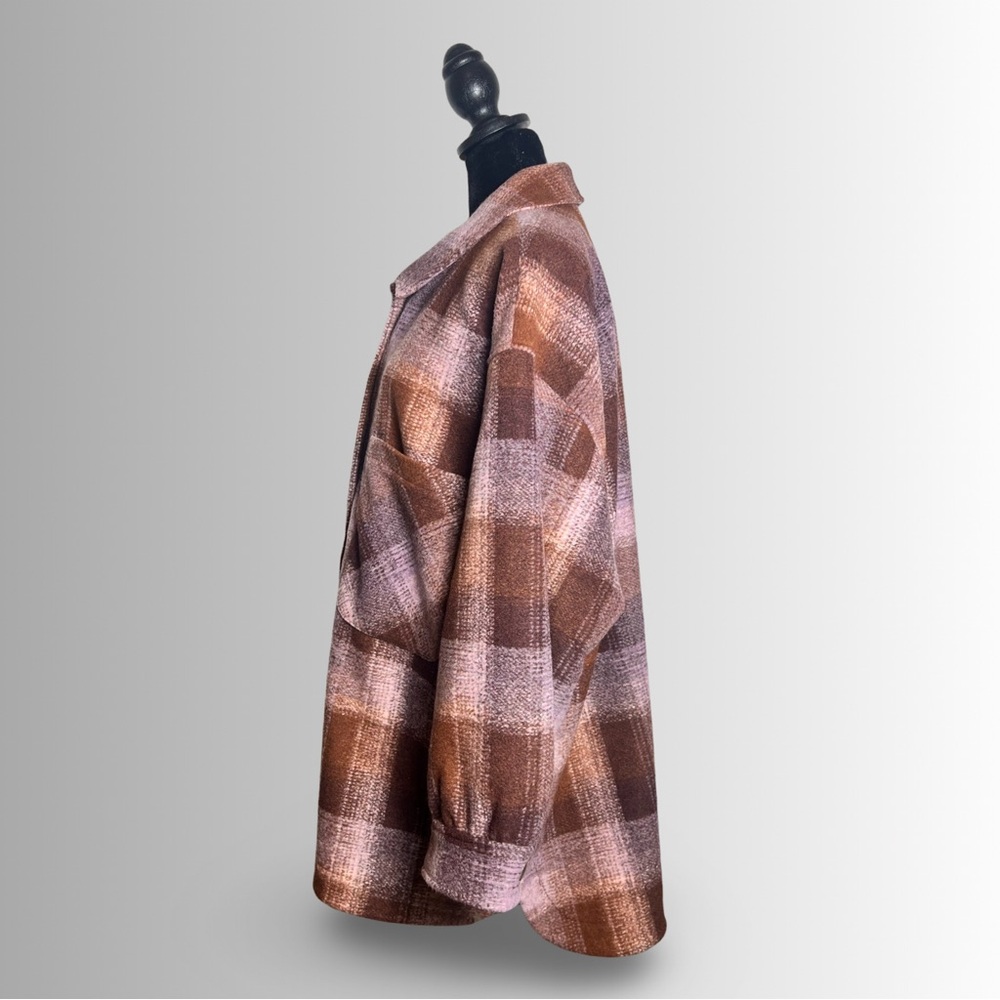 Lucky Brand Oversized Plaid Shirt Jacket Rust/Pink, NWT, Button Down Multi Sizes - Picture 7 of 11